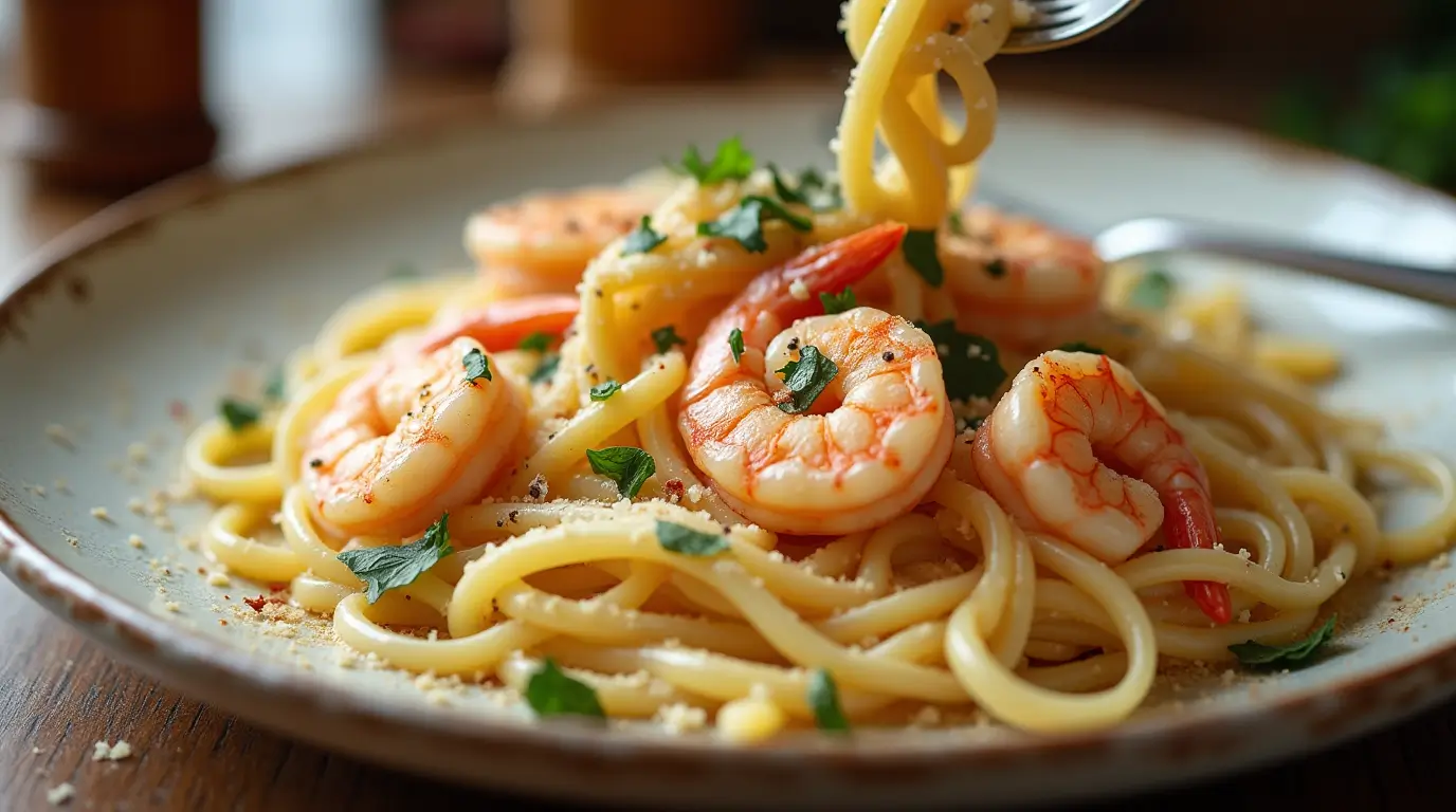 Healthy Alfredo Shrimp