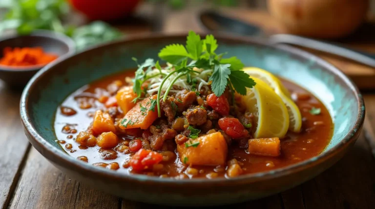 Ranch Taco Soup in a white bowl topped with shredded cheese, sour cream, and fresh cilantro, surrounded by tortilla chips and lime wedges