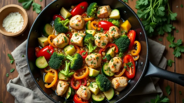 healthy chicken and vegetables skillet